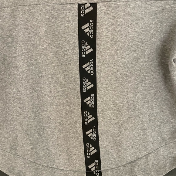 Adidas Womens Grey Cropped High Low Cowl Neck Sweatshirt with Stripe - Size L - Picture 7 of 8